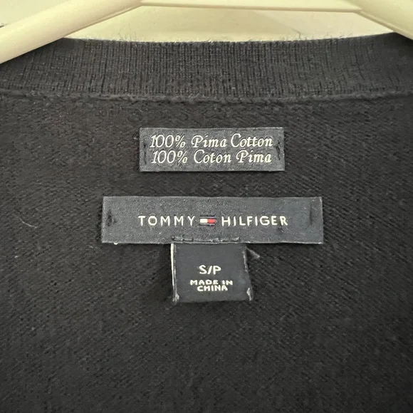 Tommy Hilfiger Sweater Small Petite Navy Paisley Cardigan Button Front Classic - Picture 2 of 3